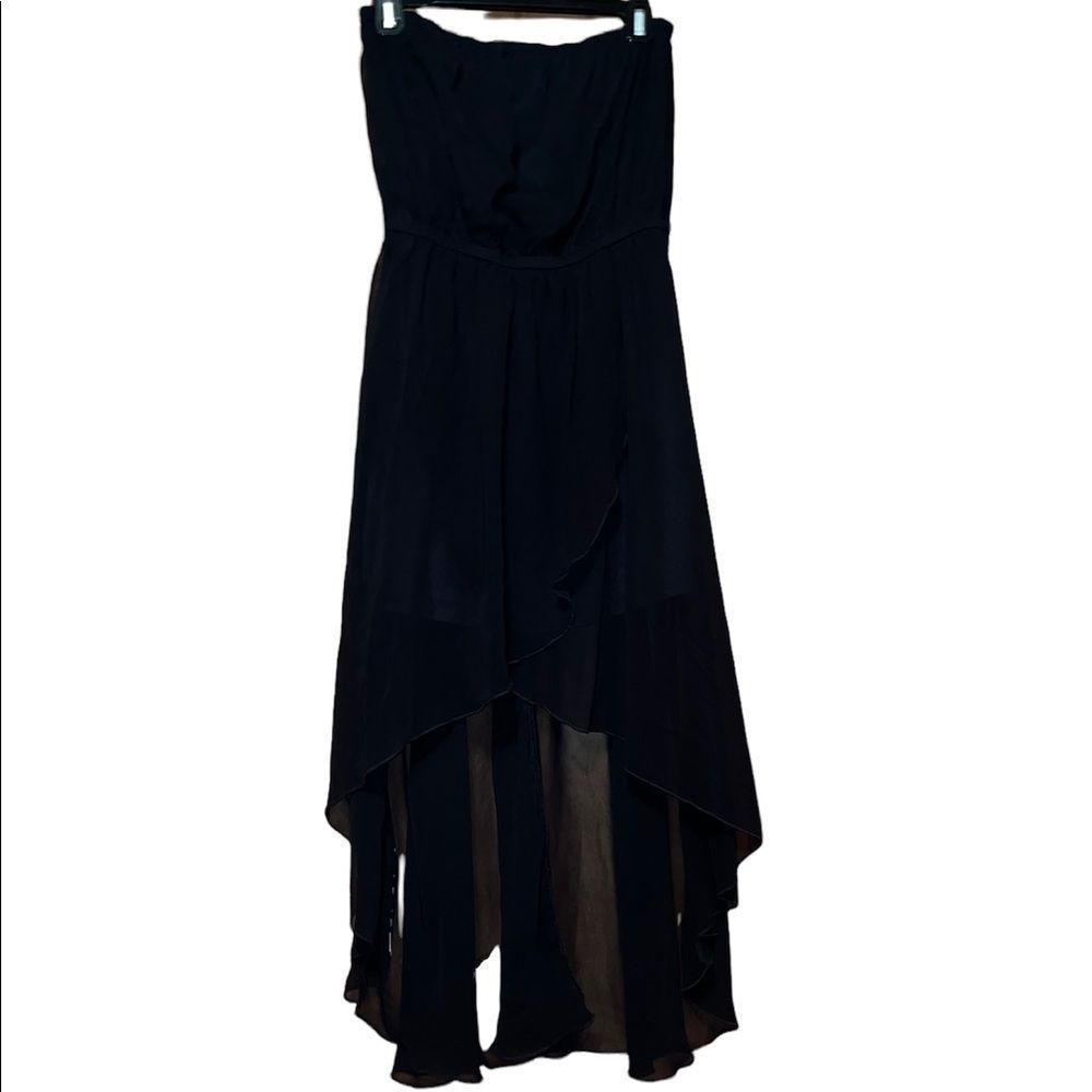 𝅺LOVE j black high low dress with tulip shaped opening in front size medium